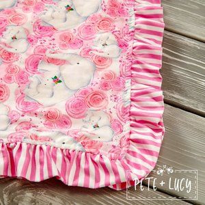 Pete + Lucy Elephant Rose Minky and Milk Silk Cuddle Blanket